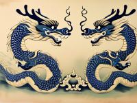 龙文化中的双龙戏珠与魏晋与先秦的朝代对比}