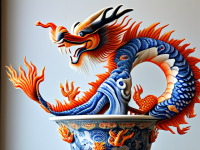 龙文化中的工艺瑰宝—釉下彩尾龙纹的呈现艺术