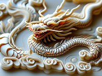 龙文化，工艺路线中的刻划祥云龙纹}