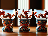 龙文化中的爵杯上的九龙纹饰，比例与节奏的奥秘}