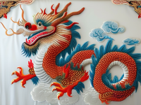 刺绣中的升龙龙纹，工艺与艺术的完美融合