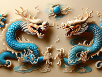 龙文化中的朝代对照，五代与清代的双龙戏珠龙纹